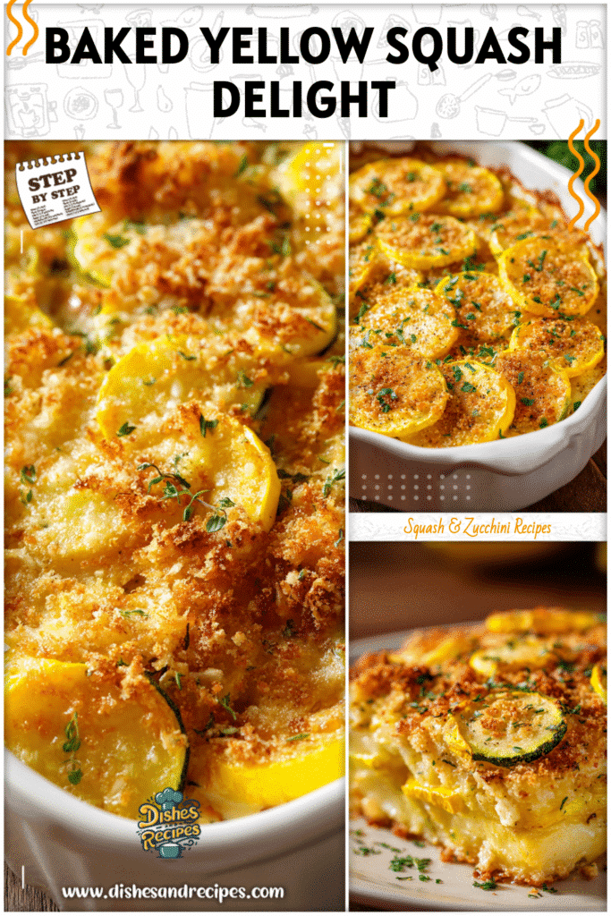 Freshly baked yellow squash casserole with golden crust and cheesy layers