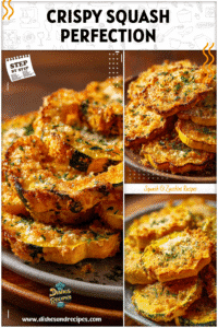 Crispy Parmesan-topped squash slices sprinkled with herbs on a serving plate