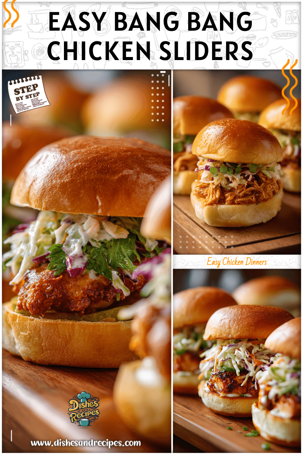 Juicy Bang Bang Chicken Sliders served on golden buns for an easy weeknight meal idea.