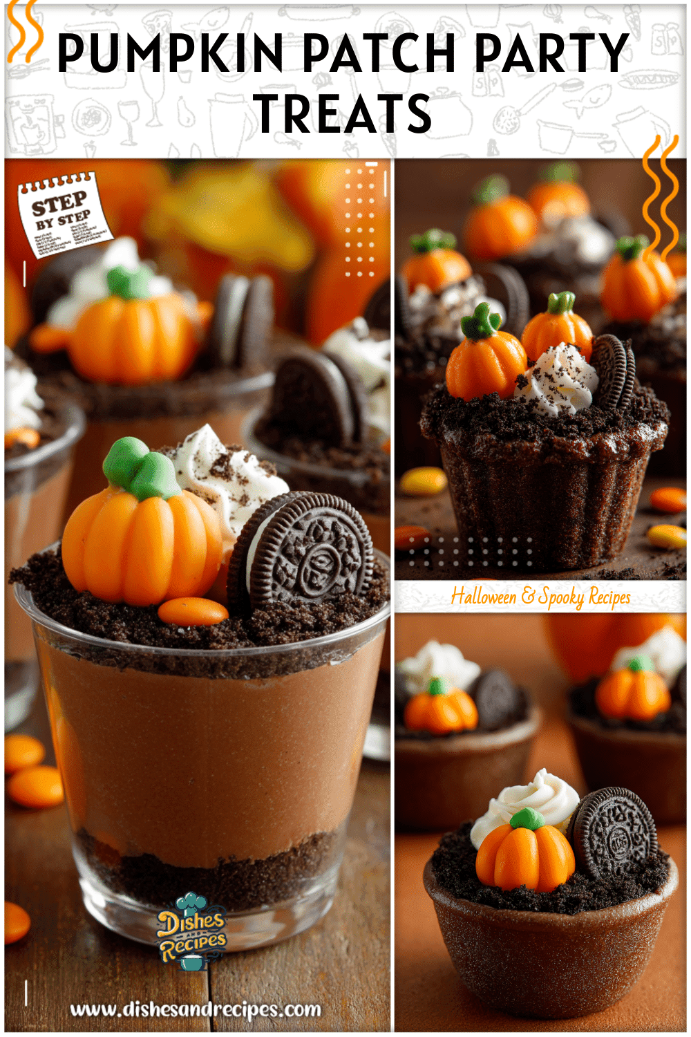Cute Pumpkin Patch Dirt Cups for School Halloween Parties