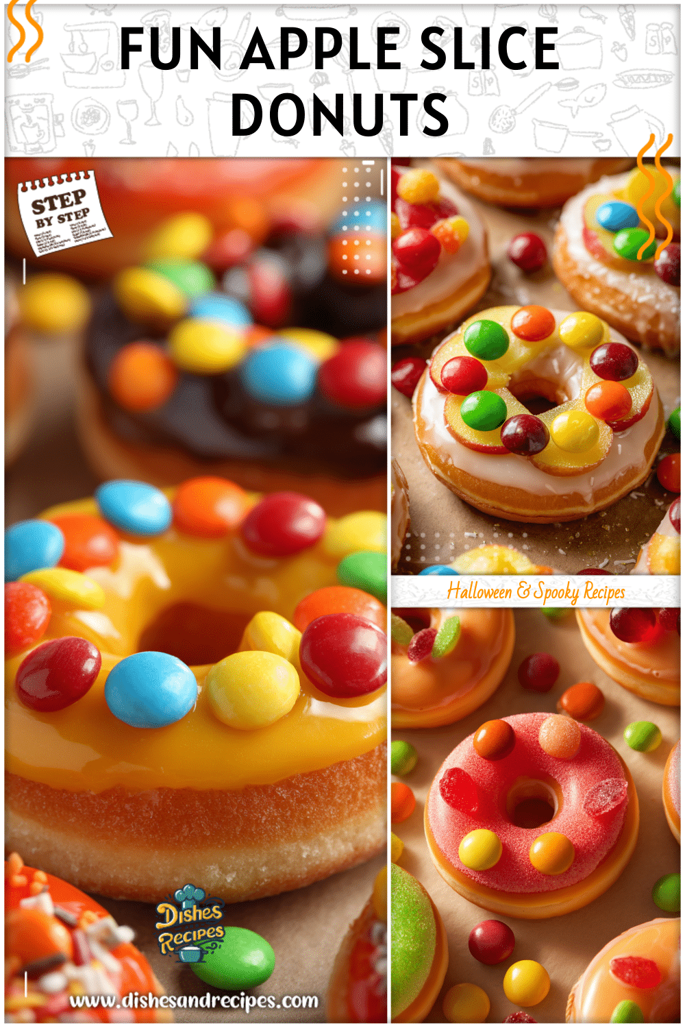 Donut Apple Slice Treats with Candy Toppings