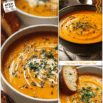 A warm bowl of easy butternut squash soup garnished with herbs and perfect for cozy soups in fall.