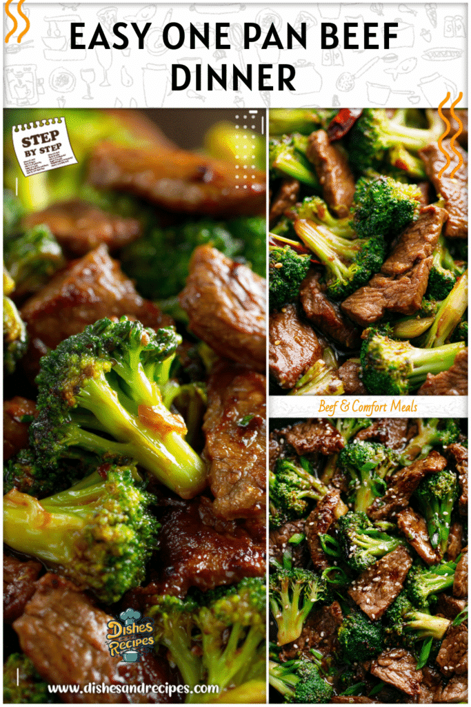 One pan beef and broccoli cooked with savory sauce for a quick and easy beef dinner.