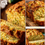 Garden Zucchini Cheddar Quick Bread Recipe 5 Freshly baked zucchini cheddar quick bread loaf with golden crust and soft cheesy zucchini layers