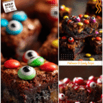 Halloween Brookies: Eyeball Brownies Perfect for Fridays the 13th 5 Brookies topped with edible eyeballs and icing as Halloween Brookies for Friday 13 Food Ideas.