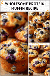 Close-up of blueberry cottage cheese muffins with a fluffy texture and light golden tops on parchment paper.