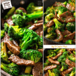 Healthy Chinese beef and broccoli skillet with tender beef slices and vibrant broccoli florets.