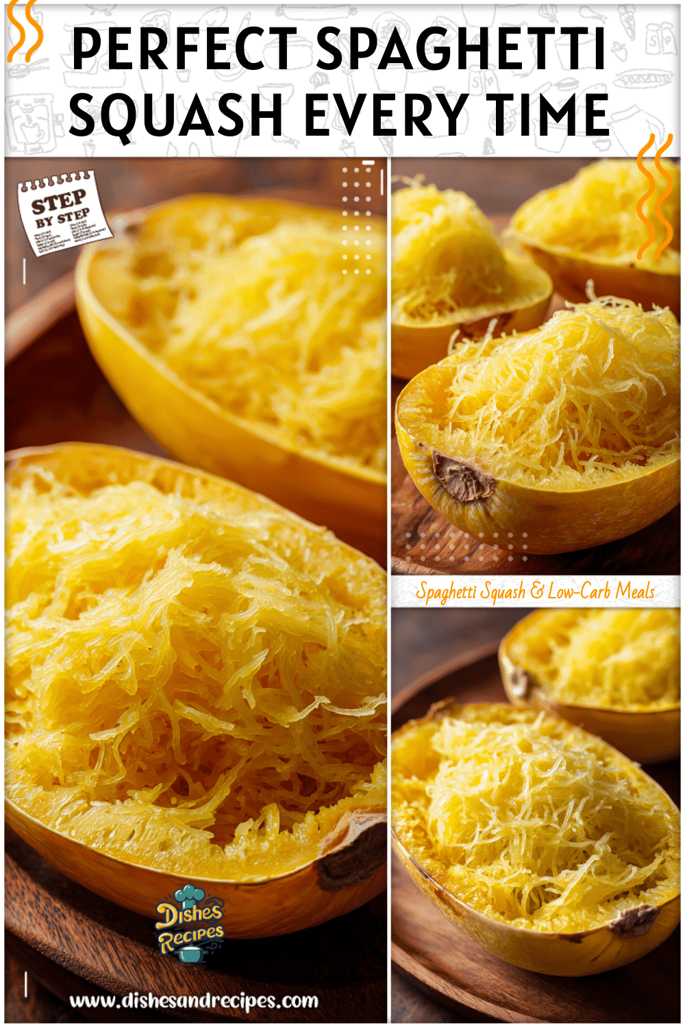 Golden baked spaghetti squash strands on a plate showing spaghetti squash cook time perfection.