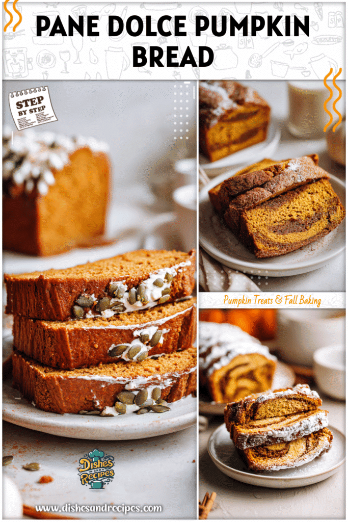 Home 14 Pumpkin bread with cinnamon layers styled as pane dolce on a white plate for fall gatherings.