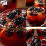 Poisoned Apple Cider Punch for Halloween Parties 5 Punch bowl filled with poisoned apple cider garnished with blackberries for Halloween