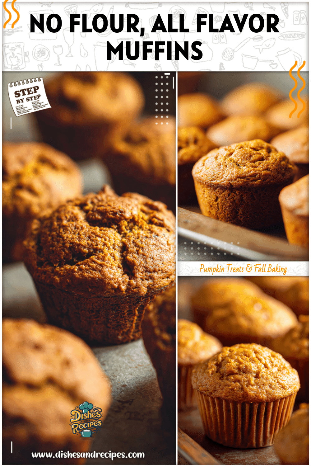 Close-up of pumpkin muffins recipe no flour on a baking tray