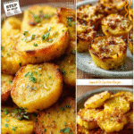 Golden brown baked tots made from canned yellow squash on a rustic plate