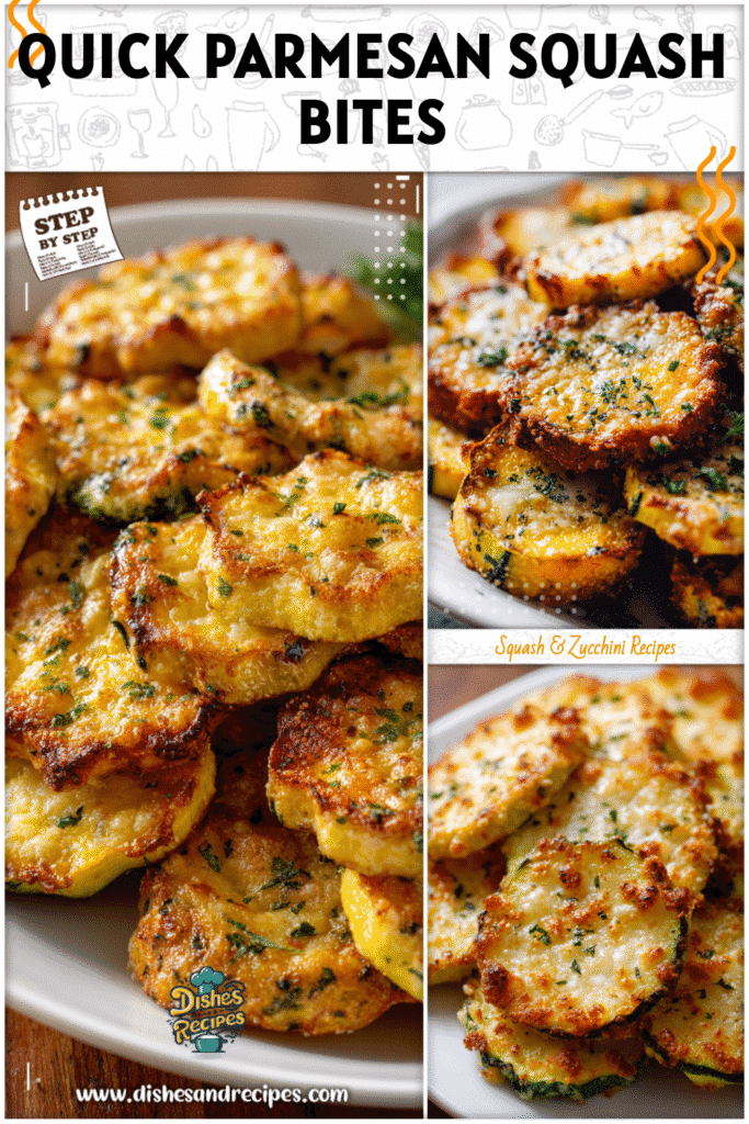 Home 30 Baked squash slices with bubbly Parmesan cheese served on a white platter