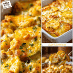 San Antonio squash casserole with melted cheese and tender yellow squash slices served hot.