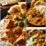 Simple Butter Chicken for Easy Family Dinner Ideas 5 Colorful plate of Easy Butter Chicken Simple with rice and naan great for Easy Family Dinner Ideas Kid Friendly.