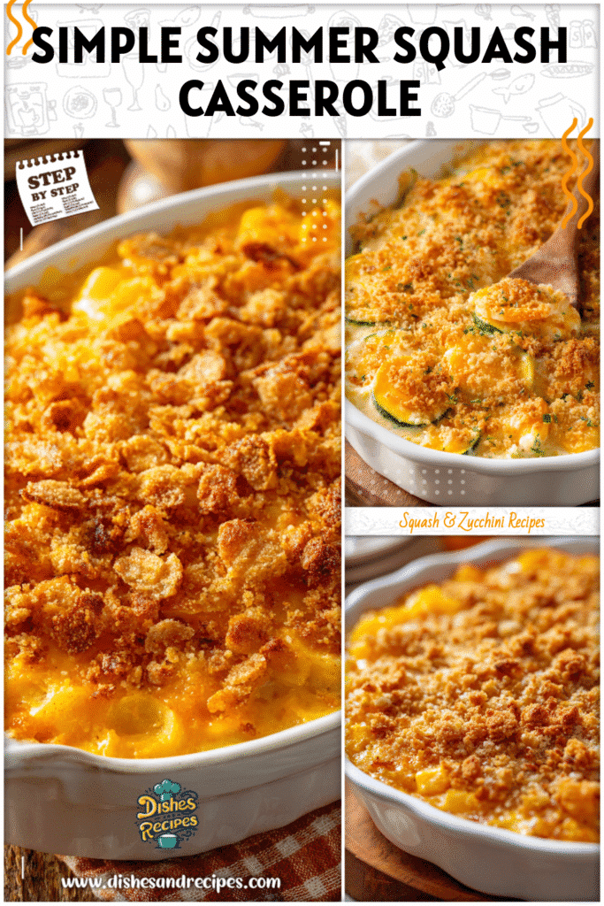 Home 29 Oven baked squash casserole topped with golden breadcrumbs served on a wooden table