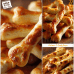 Halloween bread shaped into bone-like breadsticks with cheese served as spooky appetizers for Halloween.