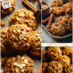 Wholesome Pumpkin Oats Cookies Recette 5 Wholesome pumpkin oats cookies on a rustic tray with cinnamon sticks beside them