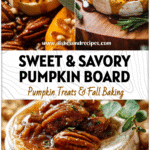 A creamy Brie Pumpkin Butter Board with brown sugar drizzle, pecans, and seasonal herbs for Thanksgiving.
