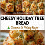 Cheesy Pull Apart Christmas Tree Bread appetizer made from pizza dough balls arranged like a Christmas tree.