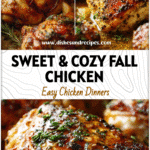 Cozy Fall Feast: Apple Cider Chicken for Good Fall Dinner Ideas 5 Golden baked apple cider chicken garnished with herbs, perfect for fall suppers ideas and cozy dinners.