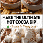A creamy chocolate dip topped with marshmallows served in a festive bowl for a Christmas dessert dip.