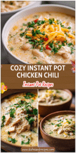Creamy white chicken chili in a bowl topped with cheese and herbs, perfect for Instant Pot Soup Recipes.