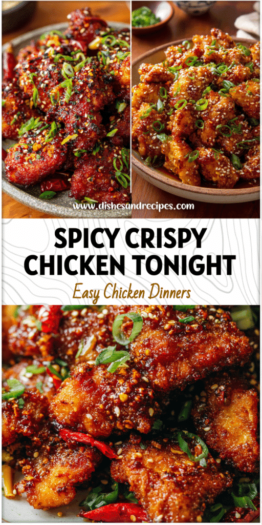 Home 35 Plate of spicy Chinese chicken thighs garnished with sesame seeds and green onions, styled restaurant-style.