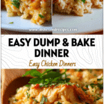 One-pan chicken and rice dump and bake casserole with golden crust and fresh parsley