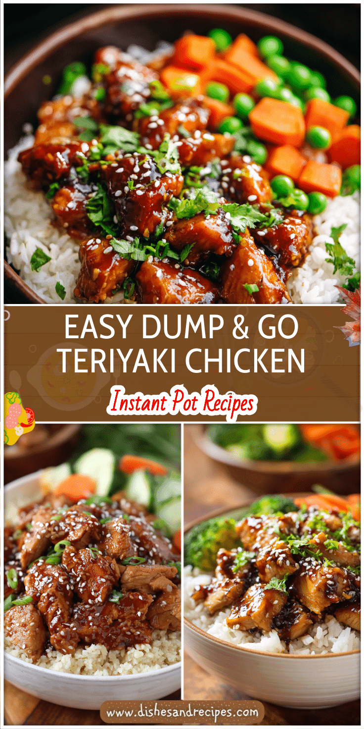Bowl of teriyaki chicken with rice and vegetables made as a healthy crock pot dinner and kid friendly meal.
