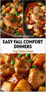 Delicious slow cooker chicken and vegetables arranged for an easy fall family dinner.
