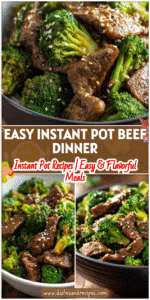Bowl of Instant Pot Beef and Broccoli with tender beef, bright broccoli, and sesame garnish