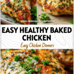 Tender oven baked chicken breasts topped with melted garlic butter and fresh parsley.