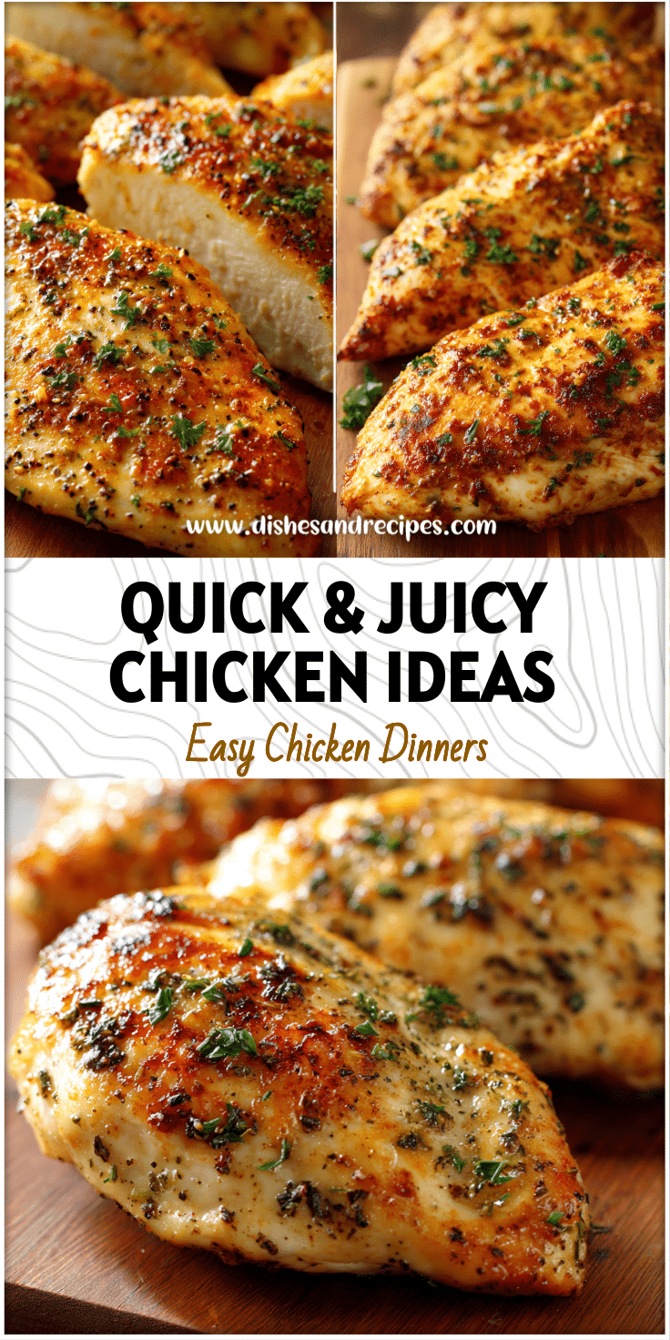 Platter of juicy chicken breasts ready for serving made with Fast Baked Chicken Recipes.