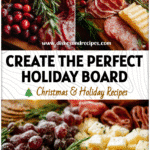 Festive charcuterie board with meats, cheeses, and Christmas Snacks styled for Holiday Appetizers.
