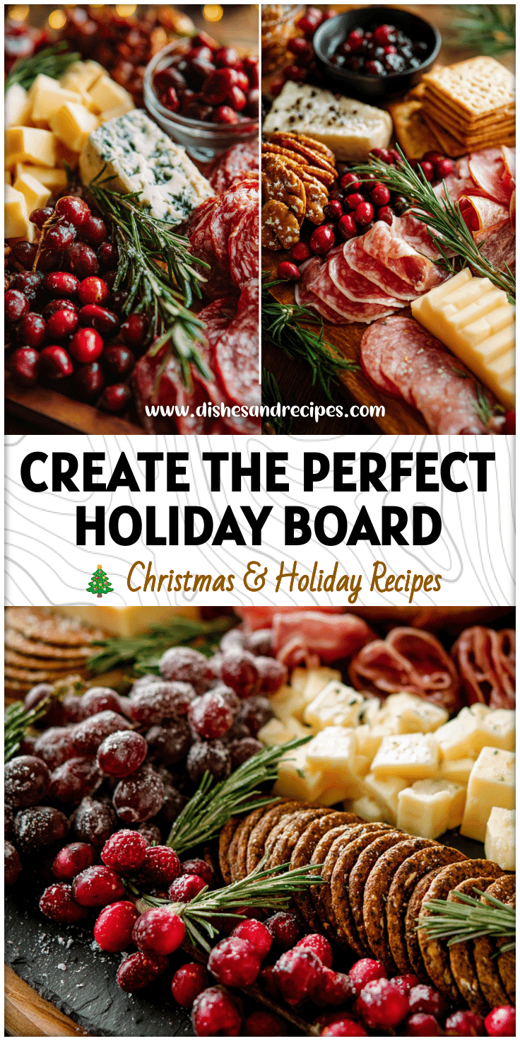 Festive charcuterie board with meats, cheeses, and Christmas Snacks styled for Holiday Appetizers.