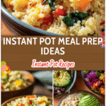 Colorful prepped lunches with grains, vegetables, and protein from healthy Instant Pot recipes.
