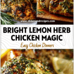Tender herb marinated lemon chicken breasts with a golden sear and fresh lemon zest on top.