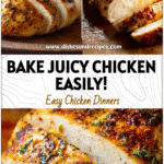 Golden baked chicken breast sliced on a tray following simple Oven Baked Chicken Instructions.