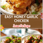 Bowl of Honey Garlic Chicken Thighs Instant Pot with rice garnished with green onions.