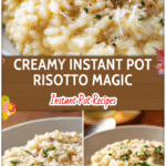 Creamy Instant Pot Risotto With Parmesan And White Wine served in a white bowl topped with herbs.