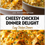 Irresistible Cheesy Crack Chicken Casserole for Fast Dinners 5 Golden baked cheesy chicken casserole topped with melted cheese and herbs served in a white dish.