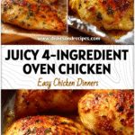 Golden baked chicken breasts in a foil-lined pan showing how to make chicken in oven perfectly juicy.