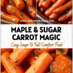 Slow Cooker Magic: Maple & Brown Sugar Glazed Carrots Recipe 5 Close-up of tender maple and brown sugar glazed carrots made in a slow cooker, garnished with herbs.