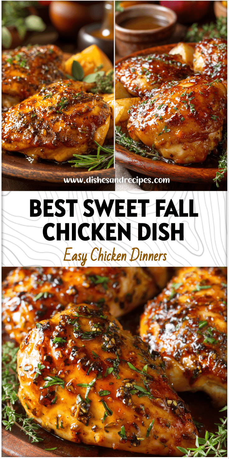 Crispy oven-baked apple cider chicken served on a rustic plate with herbs and fall produce.