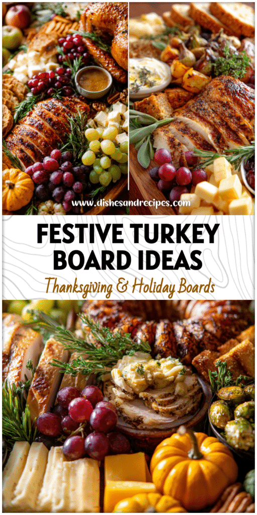 A colorful Thanksgiving turkey charcuterie board styled as a Turkey Wreath Food with fruits, cheeses, and Vegetable Turkey Platter touches.