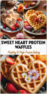Heart-Shaped Waffles on a bright plate styled with fruit and flowers for a Pretty Breakfast Aesthetic look