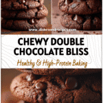 Chewy Double Chocolate Protein Cookies for Fudge Lovers 5 Stack of chewy Double Chocolate Cookies showing dark fudge texture and melty choc chips from a Double Chocolate Chip Cookie Recipe