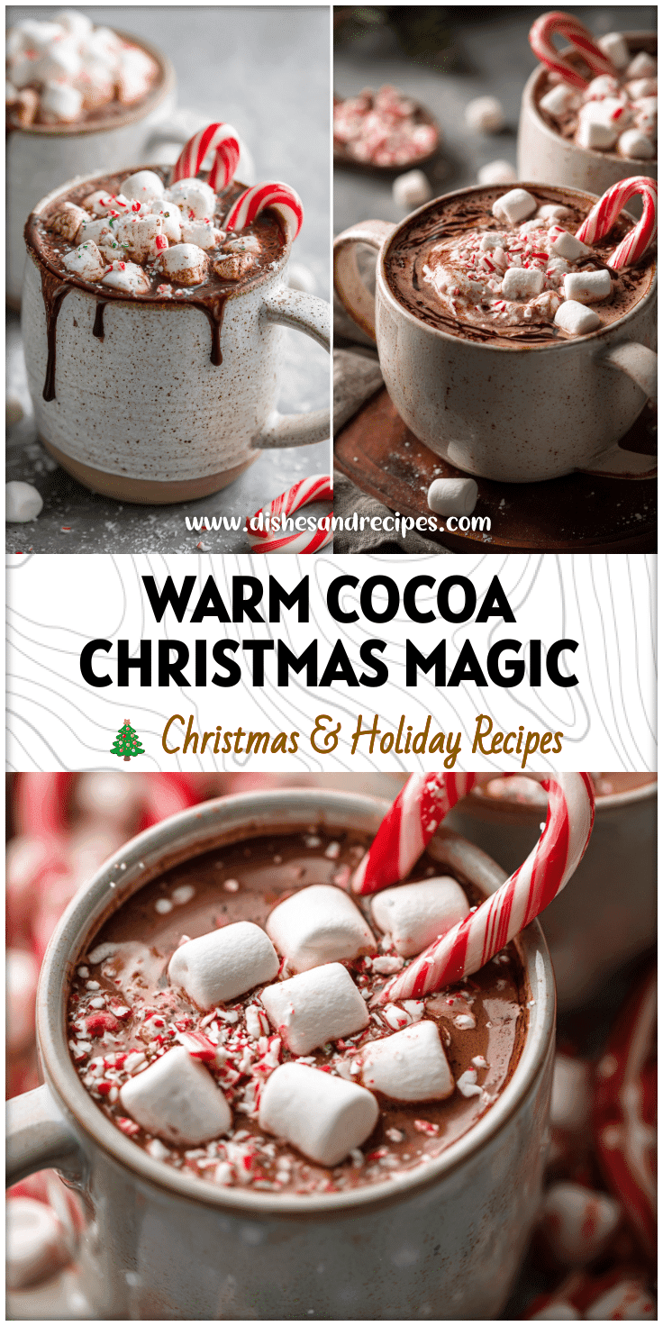 Two mugs of hot cocoa with candy canes and marshmallows styled as Christmas hot chocolate.