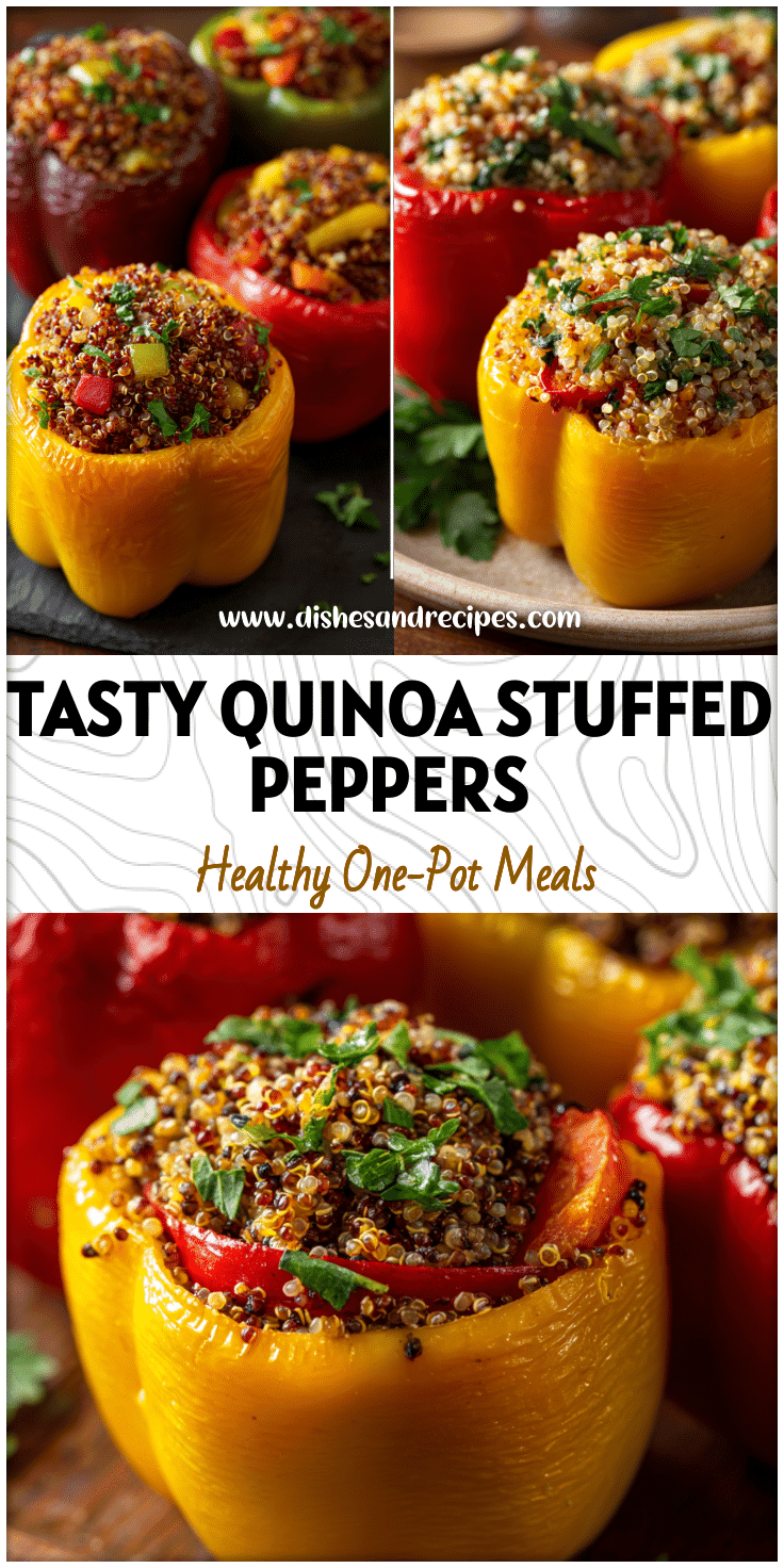 Vibrant stuffed bell peppers filled with quinoa, herbs, and veggies for healthy, peskitarian meals.